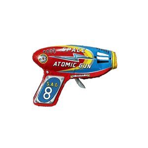 Vintage Space Atomic Gun Litho Tin Toy Works Made In Japan